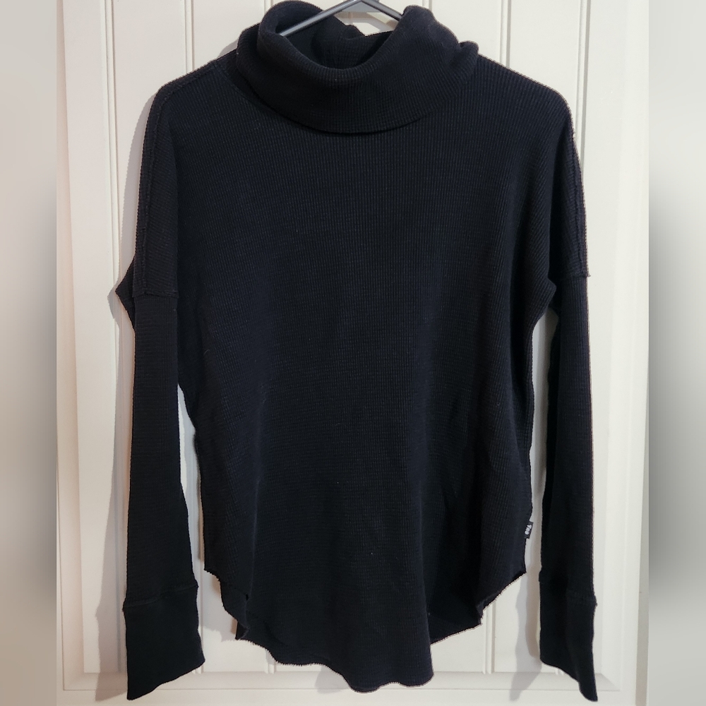 TNA Black Waffle Turtleneck